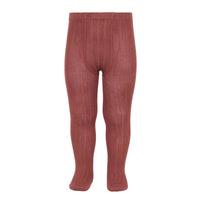 Collants maille côtelée coloris Marsala