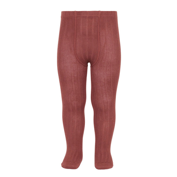 Collants maille côtelée coloris Marsala